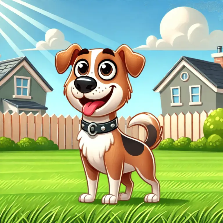 dog standing in clean yard
